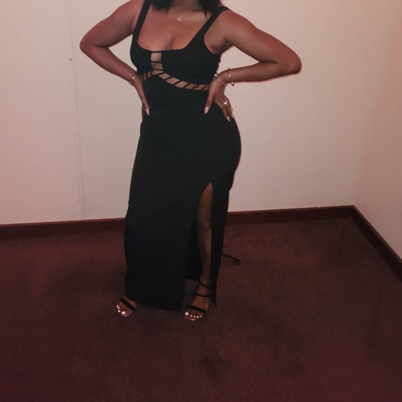 Aidan by Aidan Mattox  Cutout Square Neck Gown - Picture 3 of 4